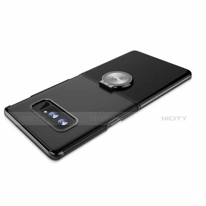 Silikon Hülle Handyhülle Ultra Dünn Schutzhülle Silikon mit Magnetisch Fingerring Ständer für Samsung Galaxy Note 8 Duos N950F Schwarz