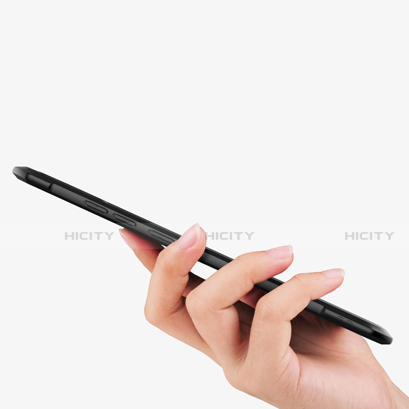 Silikon Hülle Handyhülle Ultra Dünn Schutzhülle Silikon mit Magnetisch Fingerring Ständer für Xiaomi Redmi Note 7 Pro Schwarz