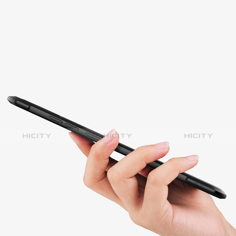 Silikon Hülle Handyhülle Ultra Dünn Schutzhülle Silikon mit Magnetisch Fingerring Ständer für Xiaomi Redmi Note 7 Schwarz