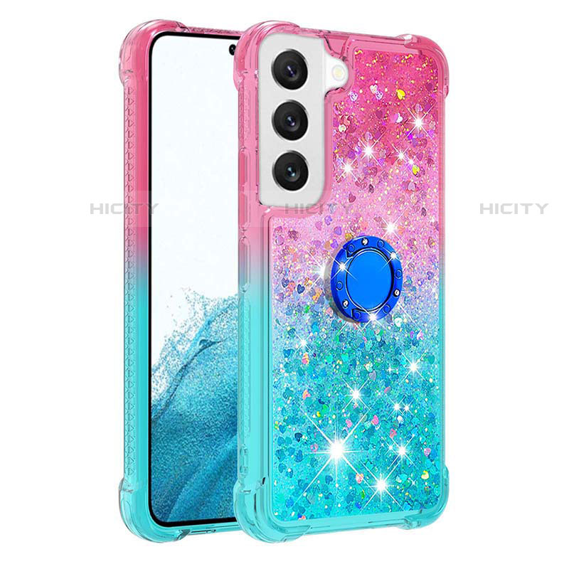 Silikon Hülle Handyhülle Ultra Dünn Schutzhülle Tasche Durchsichtig Farbverlauf Y04B für Samsung Galaxy S22 Plus 5G Cyan