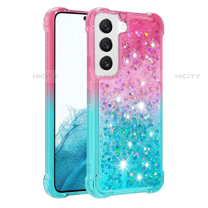 Silikon Hülle Handyhülle Ultra Dünn Schutzhülle Tasche Durchsichtig Farbverlauf Y05B für Samsung Galaxy S21 FE 5G Cyan