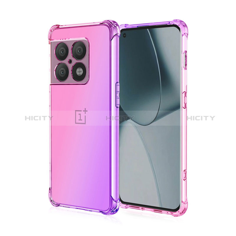 Silikon Hülle Handyhülle Ultra Dünn Schutzhülle Tasche Durchsichtig Transparent Farbverlauf für OnePlus 10 Pro 5G Pink Plus