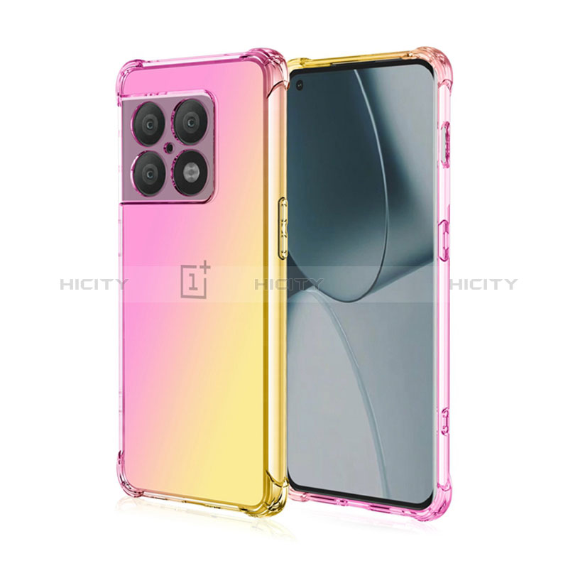 Silikon Hülle Handyhülle Ultra Dünn Schutzhülle Tasche Durchsichtig Transparent Farbverlauf für OnePlus 10 Pro 5G Rosa Plus