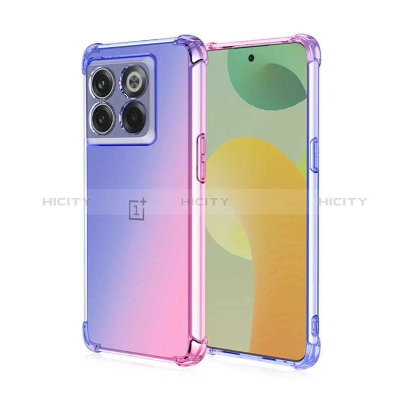 Silikon Hülle Handyhülle Ultra Dünn Schutzhülle Tasche Durchsichtig Transparent Farbverlauf für OnePlus 10T 5G Helles Lila Plus