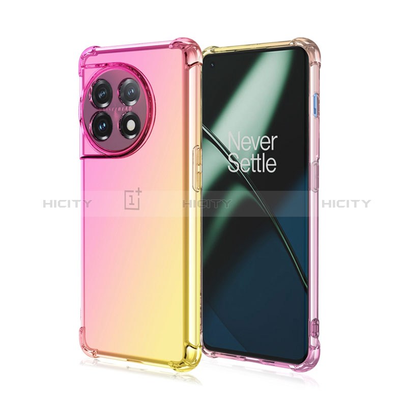 Silikon Hülle Handyhülle Ultra Dünn Schutzhülle Tasche Durchsichtig Transparent Farbverlauf für OnePlus Ace 2 5G Rosa Plus