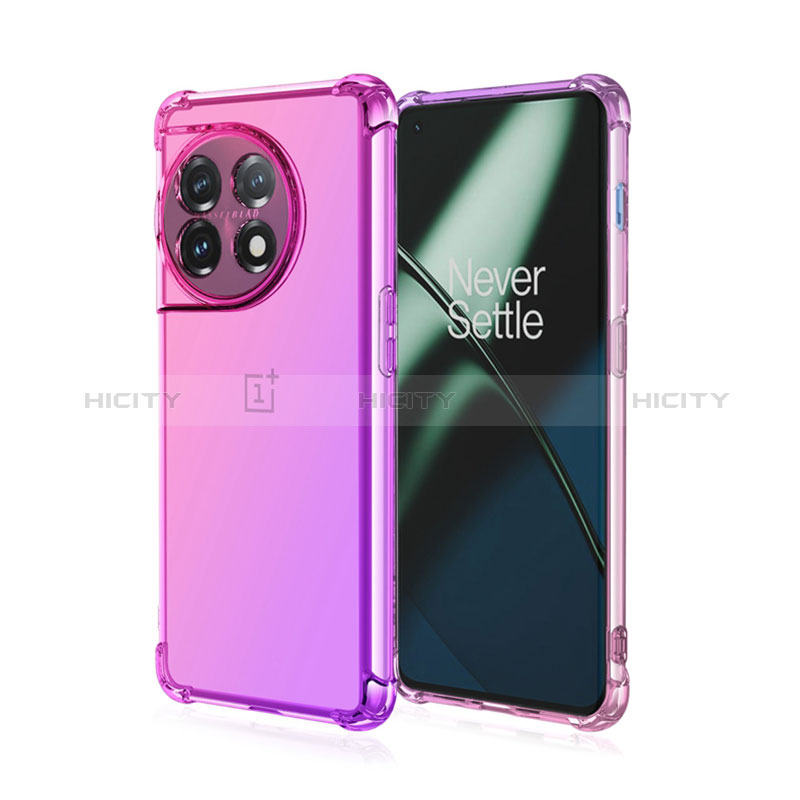 Silikon Hülle Handyhülle Ultra Dünn Schutzhülle Tasche Durchsichtig Transparent Farbverlauf für OnePlus Ace 2 Pro 5G Pink