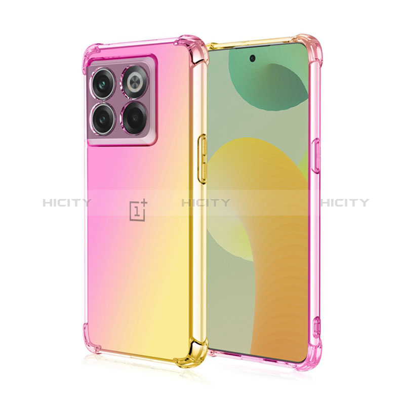 Silikon Hülle Handyhülle Ultra Dünn Schutzhülle Tasche Durchsichtig Transparent Farbverlauf für OnePlus Ace Pro 5G Rosa Plus