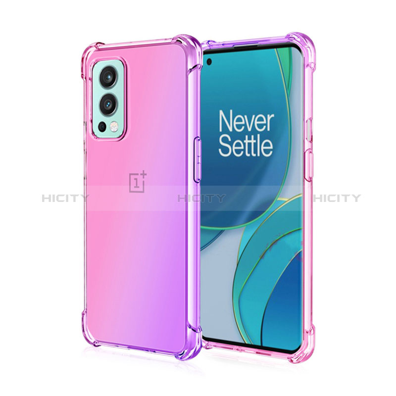 Silikon Hülle Handyhülle Ultra Dünn Schutzhülle Tasche Durchsichtig Transparent Farbverlauf für OnePlus Nord 2 5G Pink