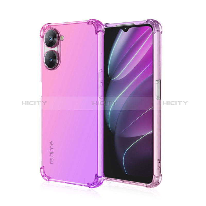 Silikon Hülle Handyhülle Ultra Dünn Schutzhülle Tasche Durchsichtig Transparent Farbverlauf für Realme 10S 5G Pink Plus