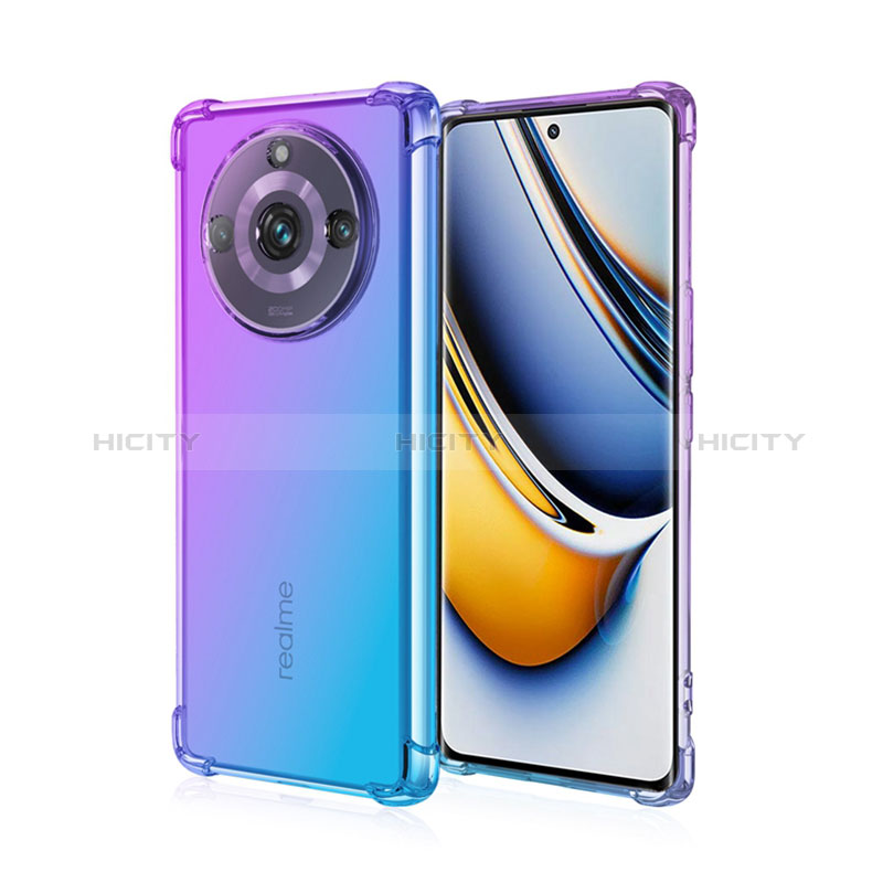 Silikon Hülle Handyhülle Ultra Dünn Schutzhülle Tasche Durchsichtig Transparent Farbverlauf für Realme 11 Pro 5G Helles Lila