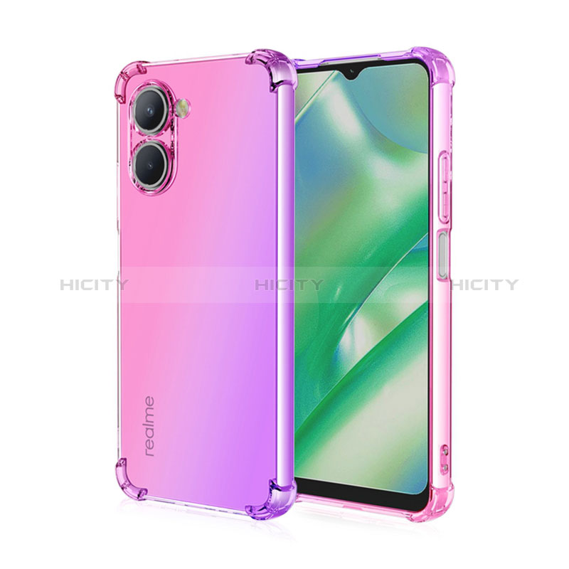 Silikon Hülle Handyhülle Ultra Dünn Schutzhülle Tasche Durchsichtig Transparent Farbverlauf für Realme C33 (2023) Pink