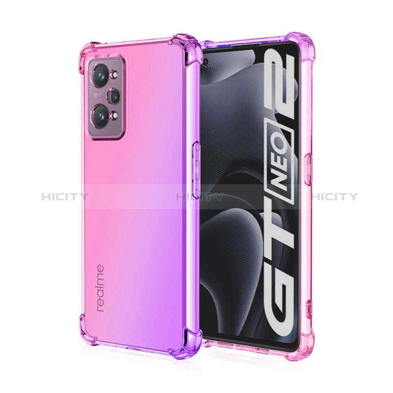 Silikon Hülle Handyhülle Ultra Dünn Schutzhülle Tasche Durchsichtig Transparent Farbverlauf für Realme GT Neo 3T 5G Pink