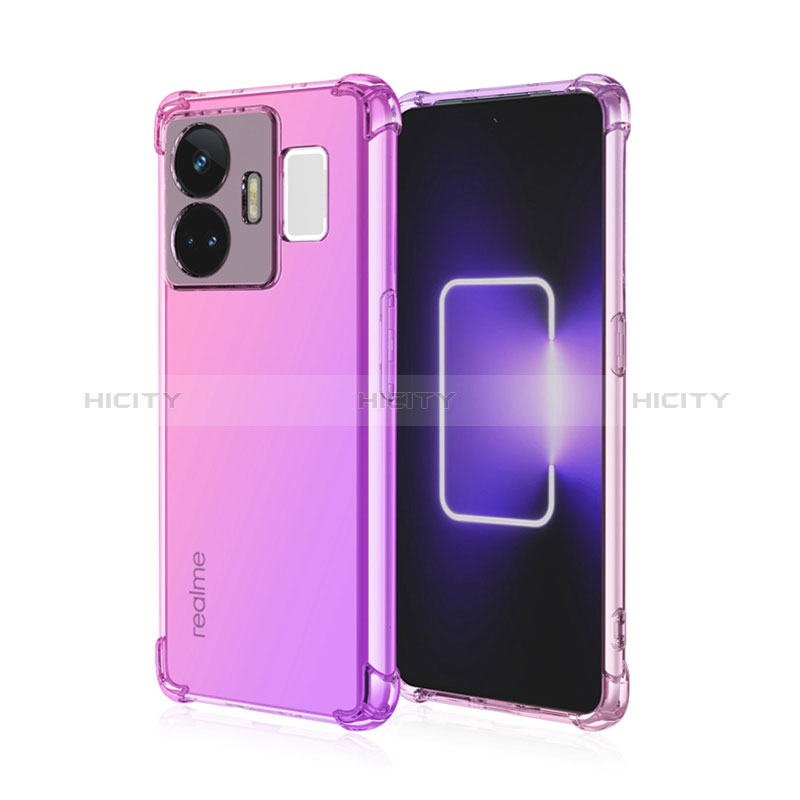 Silikon Hülle Handyhülle Ultra Dünn Schutzhülle Tasche Durchsichtig Transparent Farbverlauf für Realme GT Neo6 5G Pink Plus