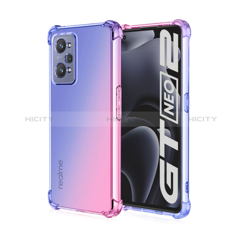 Silikon Hülle Handyhülle Ultra Dünn Schutzhülle Tasche Durchsichtig Transparent Farbverlauf für Realme Q5 Pro 5G Blau