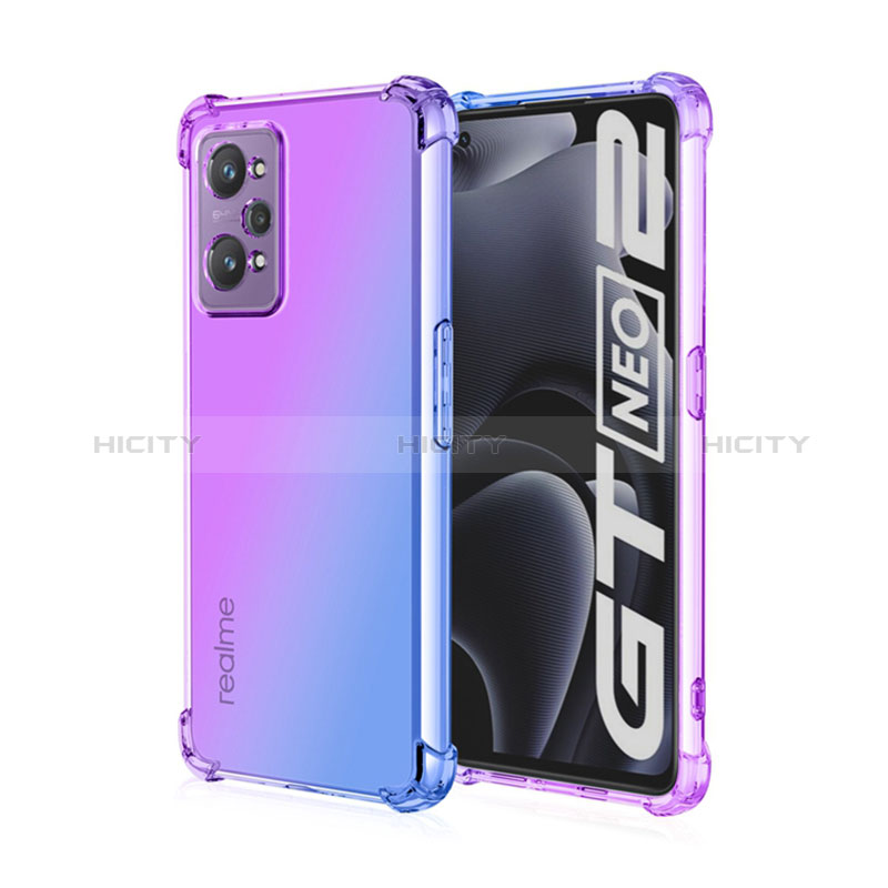 Silikon Hülle Handyhülle Ultra Dünn Schutzhülle Tasche Durchsichtig Transparent Farbverlauf für Realme Q5 Pro 5G Helles Lila