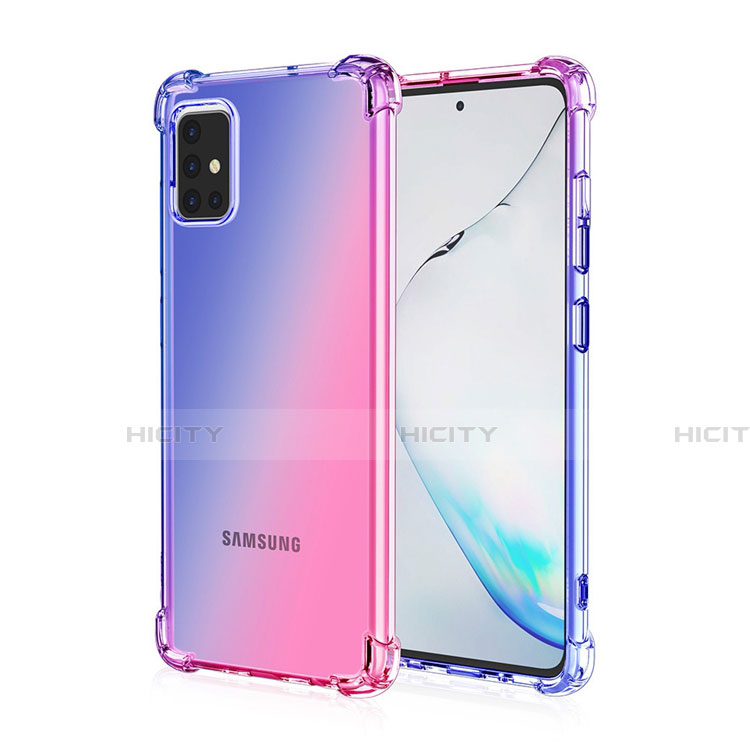 Silikon Hülle Handyhülle Ultra Dünn Schutzhülle Tasche Durchsichtig Transparent Farbverlauf für Samsung Galaxy A51 4G Blau Plus