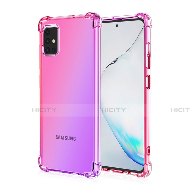 Silikon Hülle Handyhülle Ultra Dünn Schutzhülle Tasche Durchsichtig Transparent Farbverlauf für Samsung Galaxy A51 4G Rosa