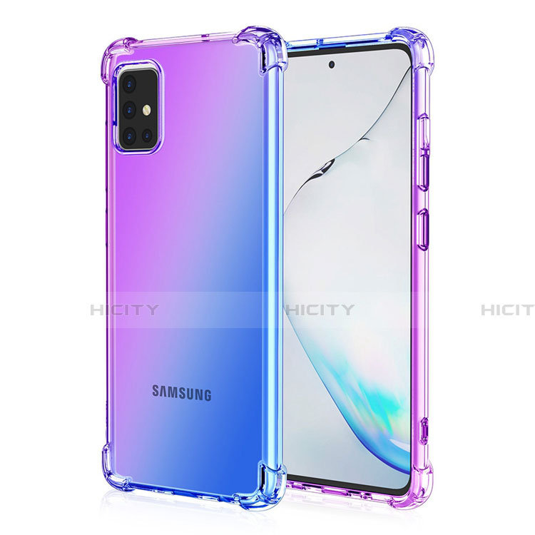 Silikon Hülle Handyhülle Ultra Dünn Schutzhülle Tasche Durchsichtig Transparent Farbverlauf für Samsung Galaxy A51 4G Violett Plus