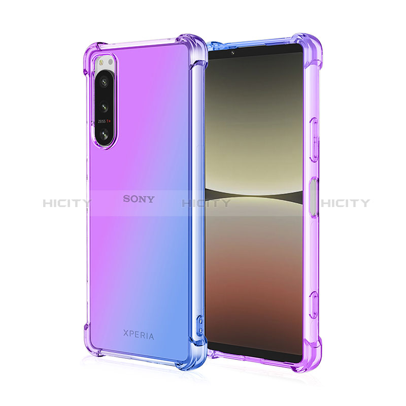 Silikon Hülle Handyhülle Ultra Dünn Schutzhülle Tasche Durchsichtig Transparent Farbverlauf für Sony Xperia 1 III Blau Plus