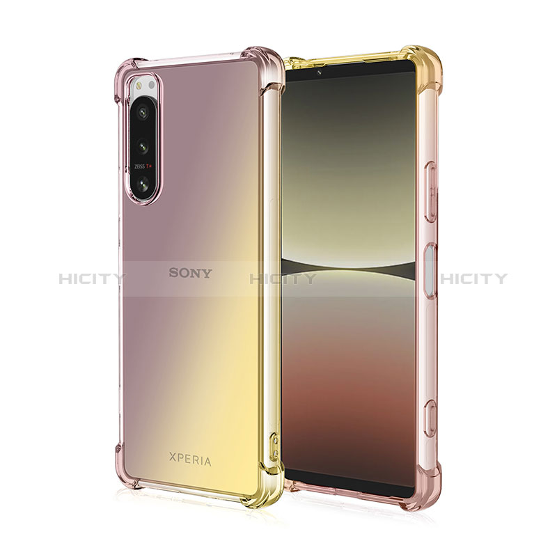 Silikon Hülle Handyhülle Ultra Dünn Schutzhülle Tasche Durchsichtig Transparent Farbverlauf für Sony Xperia 1 IV Gold