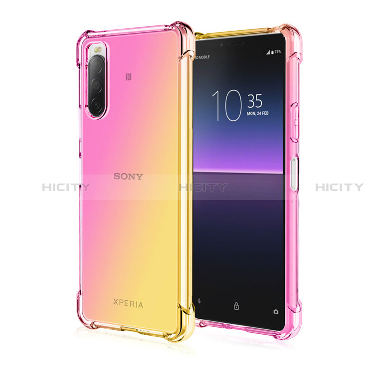 Silikon Hülle Handyhülle Ultra Dünn Schutzhülle Tasche Durchsichtig Transparent Farbverlauf für Sony Xperia 10 III Lite Gelb Plus