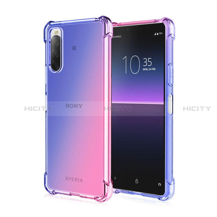 Silikon Hülle Handyhülle Ultra Dünn Schutzhülle Tasche Durchsichtig Transparent Farbverlauf für Sony Xperia 10 III SOG04 Rosa Plus