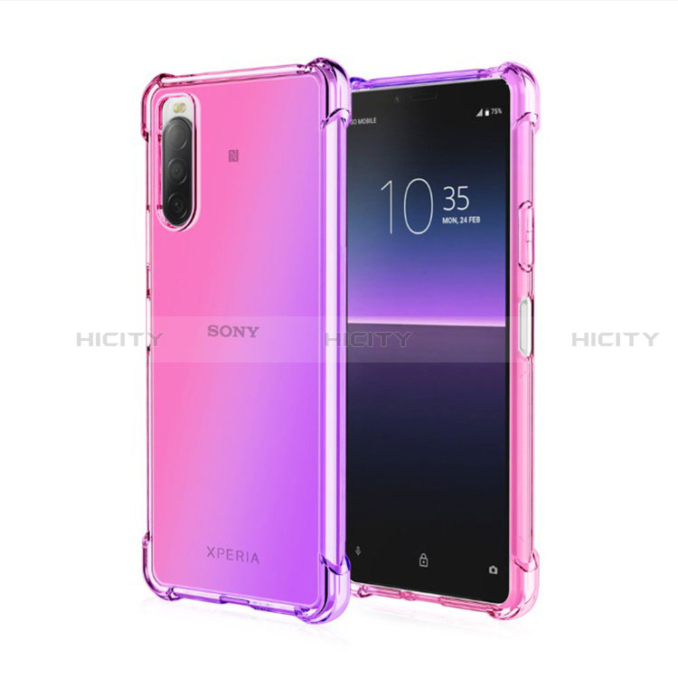 Silikon Hülle Handyhülle Ultra Dünn Schutzhülle Tasche Durchsichtig Transparent Farbverlauf für Sony Xperia 10 IV Helles Lila Plus