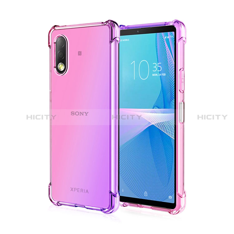 Silikon Hülle Handyhülle Ultra Dünn Schutzhülle Tasche Durchsichtig Transparent Farbverlauf für Sony Xperia Ace II groß