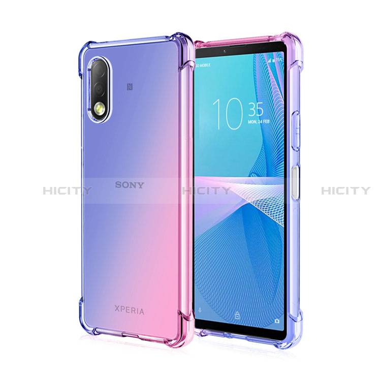 Silikon Hülle Handyhülle Ultra Dünn Schutzhülle Tasche Durchsichtig Transparent Farbverlauf für Sony Xperia Ace II Rosa Plus