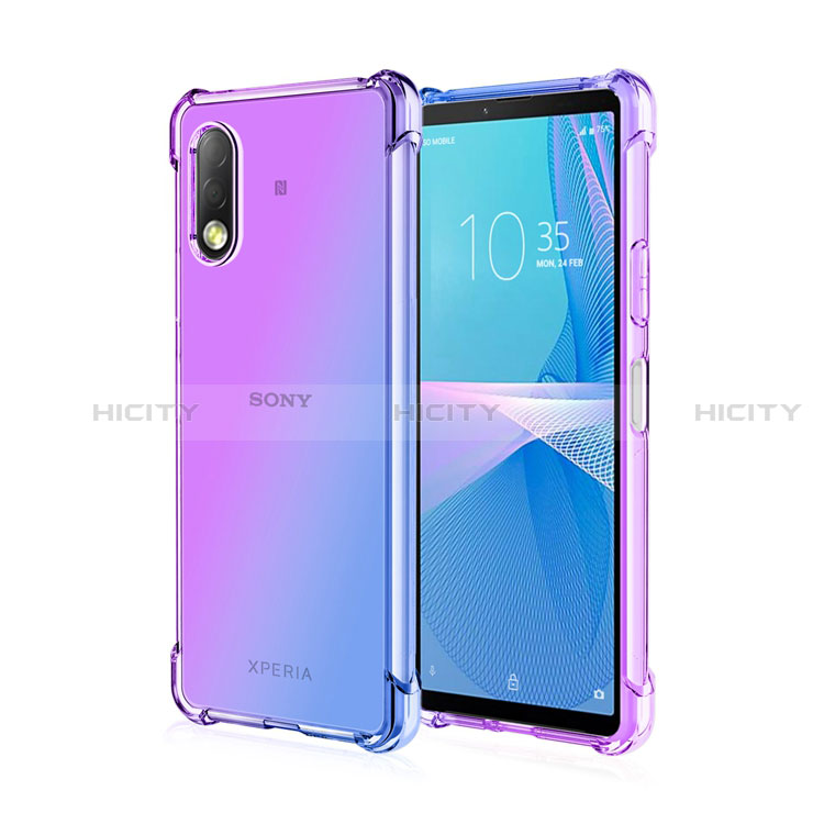 Silikon Hülle Handyhülle Ultra Dünn Schutzhülle Tasche Durchsichtig Transparent Farbverlauf für Sony Xperia Ace II SO-41B Blau Plus