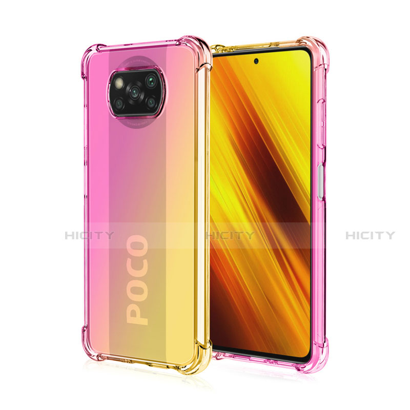 Silikon Hülle Handyhülle Ultra Dünn Schutzhülle Tasche Durchsichtig Transparent Farbverlauf für Xiaomi Poco X3 Pro Rosa