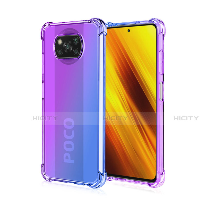 Silikon Hülle Handyhülle Ultra Dünn Schutzhülle Tasche Durchsichtig Transparent Farbverlauf für Xiaomi Poco X3 Pro Violett