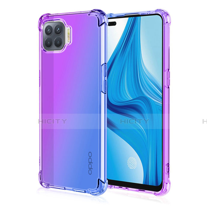 Silikon Hülle Handyhülle Ultra Dünn Schutzhülle Tasche Durchsichtig Transparent Farbverlauf G01 für Oppo A93 Violett Plus