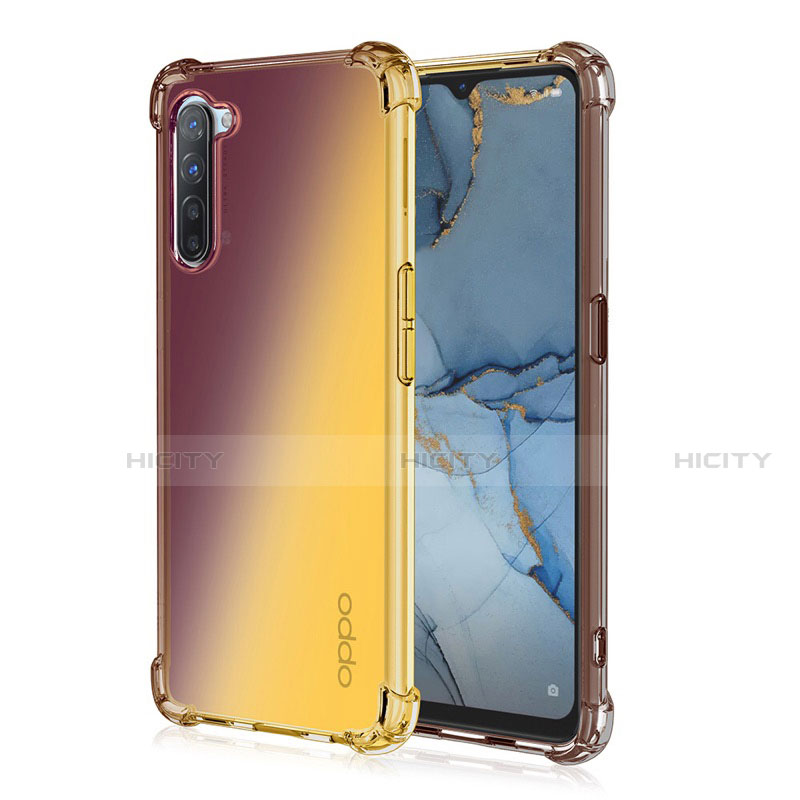 Silikon Hülle Handyhülle Ultra Dünn Schutzhülle Tasche Durchsichtig Transparent Farbverlauf G01 für Oppo F15 Gold