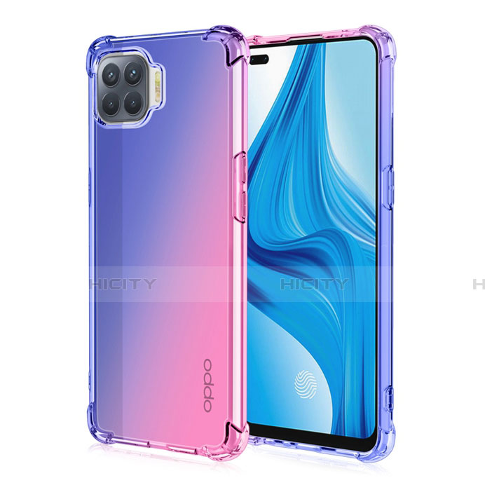 Silikon Hülle Handyhülle Ultra Dünn Schutzhülle Tasche Durchsichtig Transparent Farbverlauf G01 für Oppo F17 Pro Blau