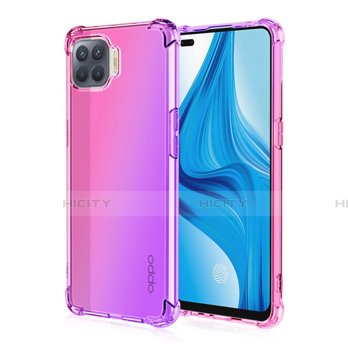 Silikon Hülle Handyhülle Ultra Dünn Schutzhülle Tasche Durchsichtig Transparent Farbverlauf G01 für Oppo F17 Pro Rosa Plus