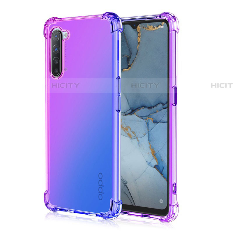 Silikon Hülle Handyhülle Ultra Dünn Schutzhülle Tasche Durchsichtig Transparent Farbverlauf G01 für Oppo Find X2 Lite Violett Plus