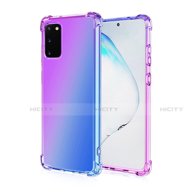 Silikon Hülle Handyhülle Ultra Dünn Schutzhülle Tasche Durchsichtig Transparent Farbverlauf G01 für Samsung Galaxy S20