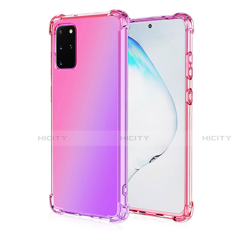 Silikon Hülle Handyhülle Ultra Dünn Schutzhülle Tasche Durchsichtig Transparent Farbverlauf G01 für Samsung Galaxy S20 Plus 5G Rosa Plus