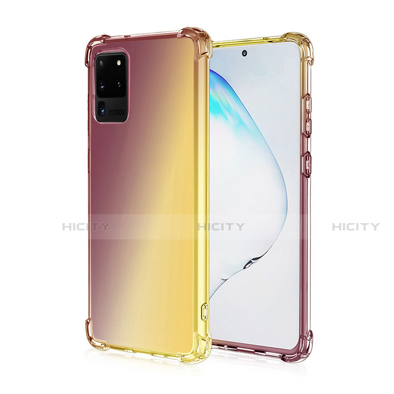 Silikon Hülle Handyhülle Ultra Dünn Schutzhülle Tasche Durchsichtig Transparent Farbverlauf G01 für Samsung Galaxy S20 Ultra 5G Braun