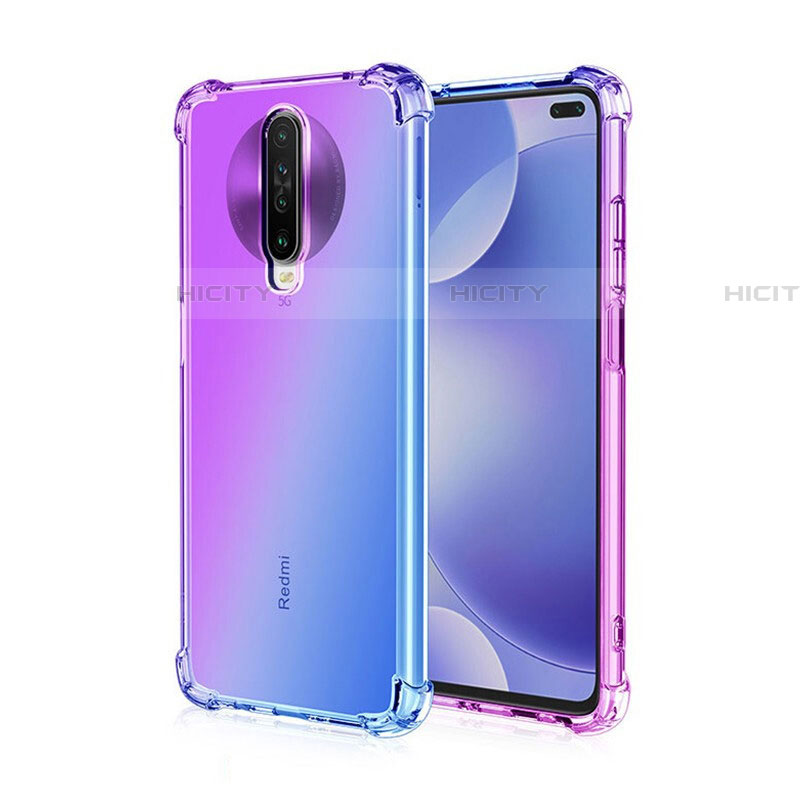 Silikon Hülle Handyhülle Ultra Dünn Schutzhülle Tasche Durchsichtig Transparent Farbverlauf G01 für Xiaomi Poco X2 Blau