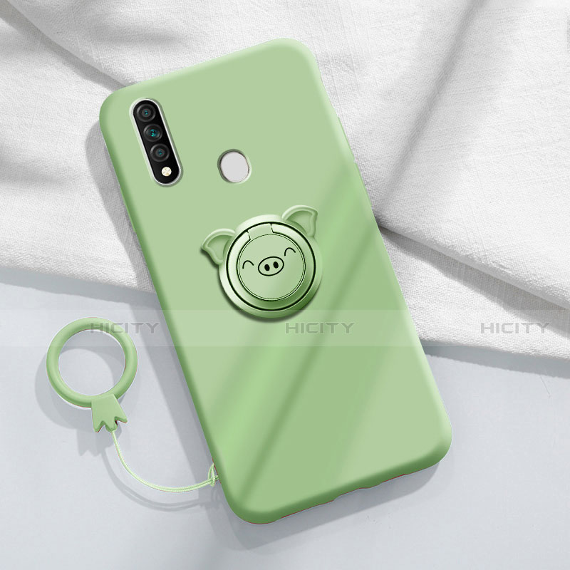 Silikon Hülle Handyhülle Ultra Dünn Schutzhülle Tasche Flexible mit Magnetisch Fingerring Ständer A01 für Oppo A31 Cyan Plus