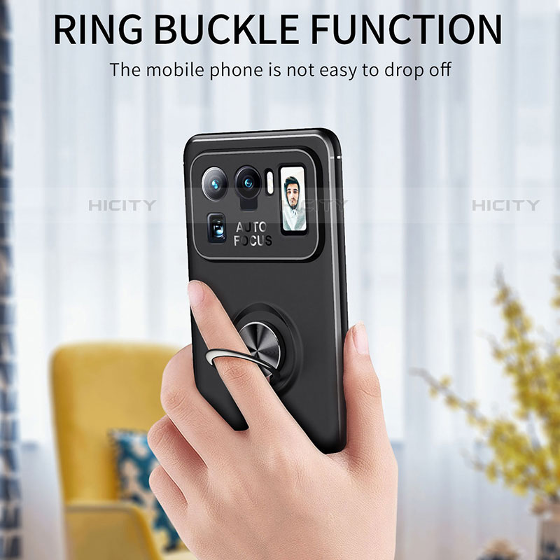 Silikon Hülle Handyhülle Ultra Dünn Schutzhülle Tasche Flexible mit Magnetisch Fingerring Ständer A01 für Xiaomi Mi 11 Ultra 5G groß