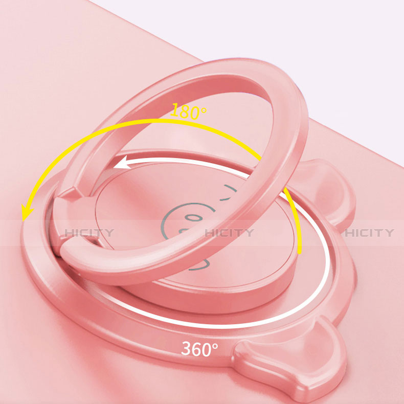 Silikon Hülle Handyhülle Ultra Dünn Schutzhülle Tasche Flexible mit Magnetisch Fingerring Ständer A02 für Huawei Enjoy 10S groß