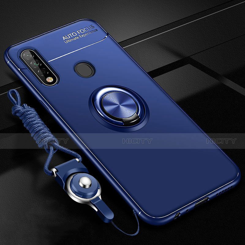 Silikon Hülle Handyhülle Ultra Dünn Schutzhülle Tasche Flexible mit Magnetisch Fingerring Ständer A02 für Oppo A8 Blau Plus