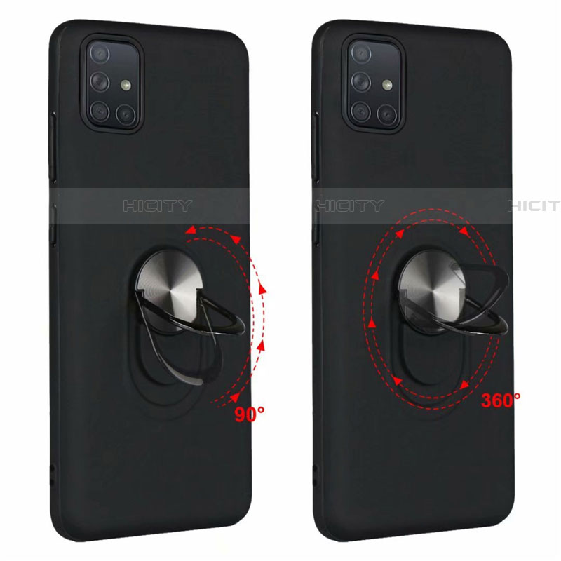 Silikon Hülle Handyhülle Ultra Dünn Schutzhülle Tasche Flexible mit Magnetisch Fingerring Ständer A02 für Samsung Galaxy A51 5G groß