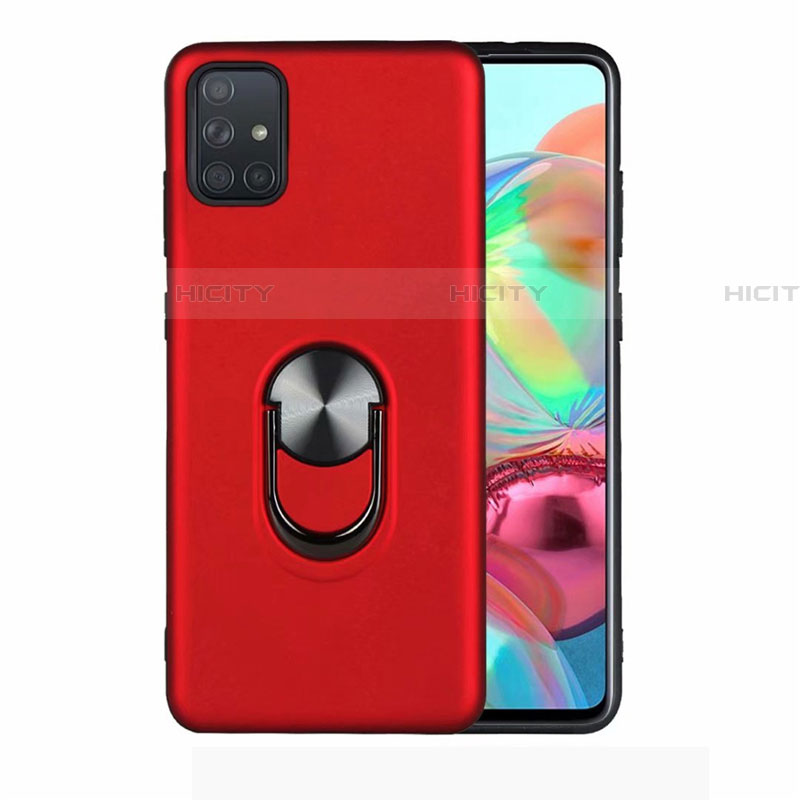 Silikon Hülle Handyhülle Ultra Dünn Schutzhülle Tasche Flexible mit Magnetisch Fingerring Ständer A02 für Samsung Galaxy A51 5G Rot