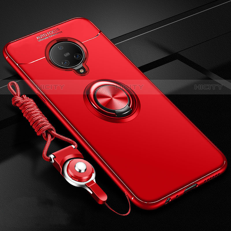 Silikon Hülle Handyhülle Ultra Dünn Schutzhülle Tasche Flexible mit Magnetisch Fingerring Ständer A02 für Vivo Nex 3 5G Rot Plus