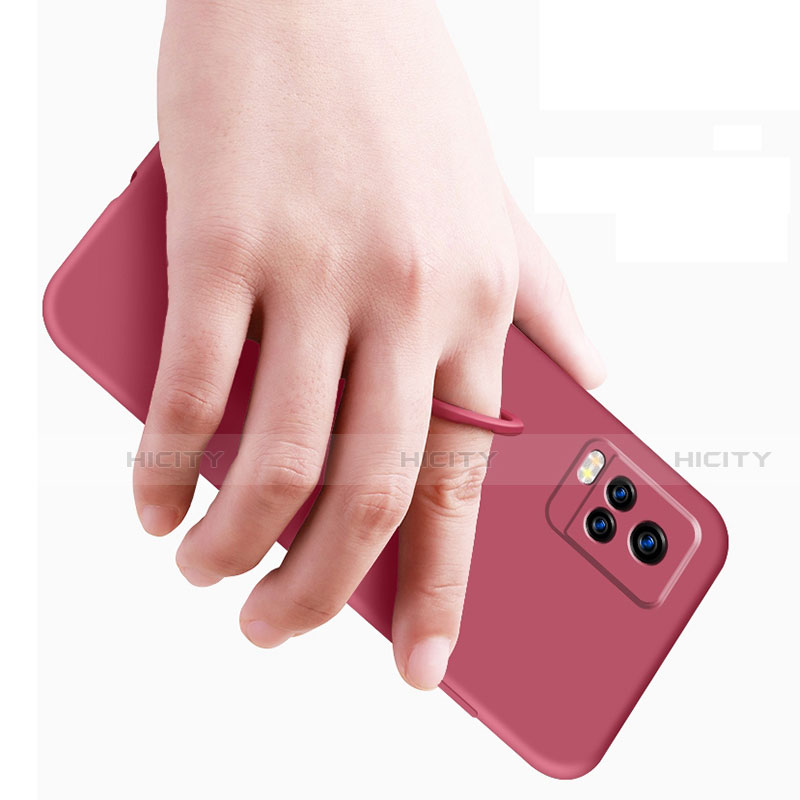 Silikon Hülle Handyhülle Ultra Dünn Schutzhülle Tasche Flexible mit Magnetisch Fingerring Ständer A02 für Vivo V20 Pro 5G groß