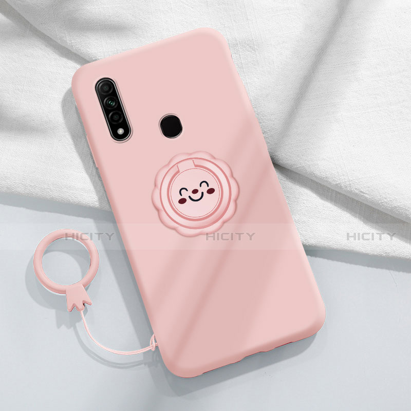 Silikon Hülle Handyhülle Ultra Dünn Schutzhülle Tasche Flexible mit Magnetisch Fingerring Ständer A03 für Oppo A31 Rosa